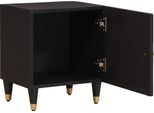 Vidaxl Comodino Con Anta Nero 40 X 33 X 46 Cm In Legno Massiccio Di Mango