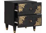 Vidaxl Comodino Nero 40 X 33 X 46 Cm In Legno Massiccio Di Mango