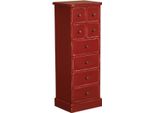 Casa Padrino Cassettiera In Legno Massiccio In Stile Country Shabby Chic Con 8 Cassetti Rosso Antico H. 122 Cm