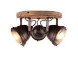 Brilliant Deckenstrahler "Carmen Wood", Braun (Burned Steel, Holz), 3, Ø 28Cm H: 17,5Cm, 1 Stk., Leuchten, Spotrondell 3Flg Burned Steel/Holz, Deckenstrahler