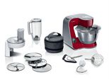 BOSCH Küchenmaschine Serie 4 MUM5X720, integr. Waage, Durchlaufschnitzler, Mixer, rot, rot (deep rot, silber), B:28cm H:28,2cm T:27,1cm, Küchenmaschinen, 3 Scheiben, Schüssel, Knethaken/Rühr-/Schlagbesen, spülmaschinenfest, Küchenmaschine