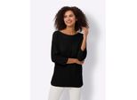 Strickpullover Heine "Oversized Pullover", Damen, Gr. 44/46, Schwarz, 100% Baumwolle, Unifarben, Pullover Strickpullover