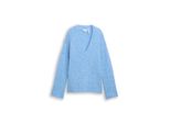 Tom Tailor Damen Oversize Strickpullover Mit Wollanteil, Blau, Meliert, Gr. Xxl