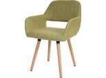 Sedia Da Sala Da Pranzo HWC-A50 Ii, Sedia Da Cucina, Design Retrò Anni '50 ~ Tessuto, Verde Chiaro, Gambe Chiare