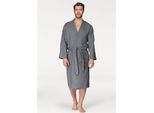 Unisex-Bademantel MY HOME Travel, ideal für Sauna & Spa, Hotelbademantel, Morgenmantel Gr. M, grau, L:120cm, Leichtfrottee, Hausmäntel, Bademantel, für Damen & Herren, leichte Qualität, langer Bademantel, S-3XL
