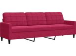 Vidaxl Divano A 3 Posti In Velluto Rosso Vino 210 Cm