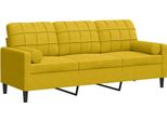 Vidaxl Divano A 3 Posti Con Cuscini Decorativi Giallo 180 Cm In Velluto