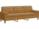 Vidaxl Divano 3 Posti Con Cuscini Decorativi In Velluto Marrone 210 Cm