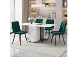 Set Da Pranzo Flieks Per 4 Persone, Tavolo Da Pranzo Con 4 Sedie, Tavolo Da Pranzo Allungabile Tavolo Da Cucina Rettangolare, Set Tavolo Da Cucina In Velluto, Verde