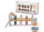 Viga Polarb Set Piramide Di Legno + Martello Orso Polare Montessori
