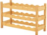 Costway Portabottiglie A 3 Livelli Per 18 Bottiglie, Portabottiglie In Bambù Con Scomparti A Onda, Portabottiglie Portabottiglie Portabottiglie 62X24X38Cm Natura