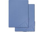 Confezione Doppia Cloudcomfort Basic Lenzuolo Matrimoniale Jersey Stretch Blu 140 X 190 - 160 X 200 Cm (2 Pezzi)