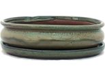 Ciotola Bonsai Con Piattino Gr. 3 - Marrone Oliva - Ovale - Modello O47 - L 19Cm - P 13,5Cm - H 5Cm