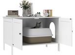Pawhut Armadio Per Lettiere Per Gatti Con Porta Divisoria A Muro Gabinetto Per Gatti Per Gatti Di Grandi Dimensioni Tavolo Laterale Grotta Per Gatti 80 X 51 X 54 Cm Bianco