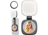 Luce Led + Specchio Magnetico Per Telefono Magsafe Selfie Vlog C140 / Nero