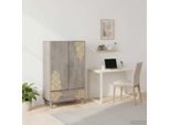 Vidaxl Credenza Grigia E Oro 60 X 33 X 100 Cm In Legno Massiccio Di Mango