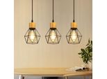 Zmh Lampada A Sospensione Tavolo Da Pranzo Appeso Lampada Appesa Sala Da Pranzo Lampada 3 Fiamma E27 Metallo Ferro Gabbia Paralume Lampada A Sospensione Lampada Da Cucina (Senza Lampadina)