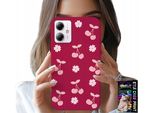 Custodia Per Motorola Moto G14 - Ciliegie Su Sfondo Bordeaux + Pellicola Protettiva