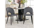 Sedia Da Pranzo Sweiko (2 Pezzi), Sedia Imbottita Di Design Con Schienale, Seduta In Velluto, Struttura In Metallo, Piedini Regolabili, Motivo A Rombi Sullo Schienale, Grigio