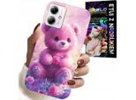 Custodia Per Motorola Moto G14 - Dolce Orsacchiotto Su Sfondo Rosa, Custodia + Vetro