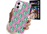 Custodia Per Motorola Moto G14 - Cactus, Cactus Su Sfondo Rosa + Pellicola Protettiva