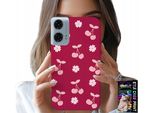 Custodia Per Motorola G34 5G - Ciliegie Su Sfondo Bordeaux + Pellicola Protettiva