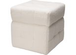 Sgabello Con Vano Portaoggetti Square, Bianco, Imbottito "Agnello"", 38 X 38 X 37 Cm"