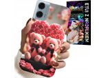 Custodia Per Motorola G34 5G - Famiglia Di Orsacchiotti Rosa Cuore + Pellicola Protettiva