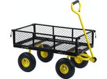 Carrello Manuale Zelsius, Portata 350 Kg, 75 Litri, Nero/Giallo, Carrello Manuale Con Pneumatici, Carrello Di Trasporto