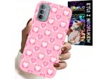 Custodia Per Motorola G31 / G41 - Cuori A Quadri Rosa Custodia + Pellicola Protettiva