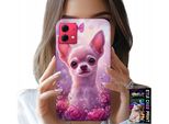 Custodia Per Motorola Edge 40 Neo - Simpatico Chihuahua Su Sfondo Rosa Con Fiori