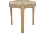 Tavolino Casa Padrino Colore Marrone Chiaro / Ottone Ø 57 X H. 55,5 Cm - Tavolino Rotondo In Legno Con Gambe In Metallo - Mobili Da Soggiorno