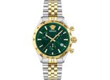 Versace VECFA0224 Orologio Da Uomo Hellenyium Chrono Petite Verde Argento Oro Acciaio Inossidabile