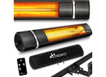 Tresko Riscaldatore Radiante A Infrarossi 2000W Nero Con Telecomando E Copertura | Riscaldatore Da Patio Elettrico Con 3 Impostazioni Di Calore | Riscaldatore Da Patio Per Interni E Per Esterni | Riscaldatore Radiante A Parete Riscaldatore A Infrarossi Riscaldatore Al Quarzo Riscaldatore Da Tavolo