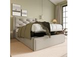 Letto A Molle Idrauliche Merax 90X200Cm Letto Imbottito Con Rete E Doghe, Letto Singolo Idraulico Letto Contenitore Letto Funzionale In Cotone, Grigio Chiaro