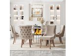 Set Di 6 Sedie Da Pranzo Flieks, Sedie Da Cucina Con Schienale Alto E Gambe In Legno Massiccio, Sedia Da Soggiorno In Velluto Sedia Da Pranzo Imbottita, Beige