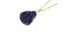 Kette Mit AnhäNger Firetti "Schmuck Geschenk Drusenachat", Gold (Gelbgoldfarben, Blau), Halsketten, Damen, Edelstahl, L: 50 B: 2Mm, Made In Germany - Mit Druzy Quarz, B:2Mm