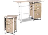 Costway Scrivania Pieghevole Per Computer Con 3 Cassetti E Rotelle, Scrivania Con Struttura In Metallo, Scrivania Salvaspazio Per Ufficio, Scrivania Pieghevole Per Piccoli Spazi, 105 X 50 X 75 Cm (Naturale)