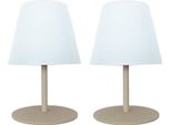 Set Di 2 Lampade Da Tavolo A Led Senza Fili Twins Crema H16Cm