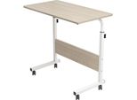 Tavolo Per Computer Portatili Con Rotelle - Bianco - Regolabile In Altezza - Comodino Con Rotelle - Tavolo Da Colazione