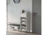 The Living Store Scarpiera In Cemento Grigio 40X36X105 Cm Materiale In Legno
