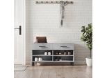 The Living Store Panca Per Scarpe In Cemento Grigio 102X35X55 Cm Materiale A Base Di Legno