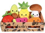 Jemini Scatola Di Frutta E Verdura Con 6 Morbidi Peluche +/- 17 Cm