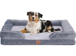 Letto Ortopedico Premium Per Cani Con Schiuma D'uovo, Cinghia Extra, Rivestimento Interno Impermeabile, Divano Per Cani, Cuscino Per Cani, Soffice, Rivestimento Sfoderabile, Lavabile, 106 X 81 X 17 Cm, Grigio Chiaro (Xxl)