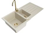 Mexen Andres Lavello In Granito 1,5 Vasca Con Scolapiatti E Miscelatore Cucina Telma, Beige - 6515-69-670200-50