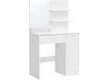 Vasagle, Toletta, Toletta, Toletta Con Specchio, 1 Cassetto, 2 Ripiani, Mobile Contenitore, Organizer Per Il Trucco Bianco