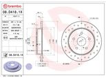 Brembo 08.D418.1X - Disco Freno Oe 4243178010 Per Camry (V7), C-HR (X1), Es (A10, H10, Z10), Nx (Z1), Rav 4 V (A5), Ux (AA1, AH1, MA1)