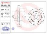 Brembo 08.A534.3X - Disco Freno Oe 4243112310 Per Ct (ZWA10), Prius (W5), Prius Phv (W52), Verso S (P12)