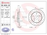 Brembo 08.A534.2X - Disco Freno Oe 4243102190 Per Auris (E15), Corolla (E15), Corolla (E18)