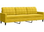 Vidaxl Divano 3 Posti Giallo 210 Cm In Velluto